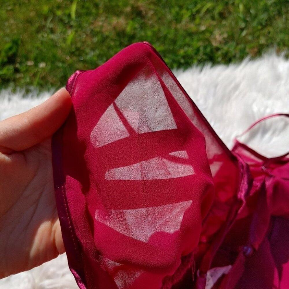 La Vie En Rose Size Medium M Red Layered Frill Lingerie Sexy Cute Red Valentines - Picture 4 of 9